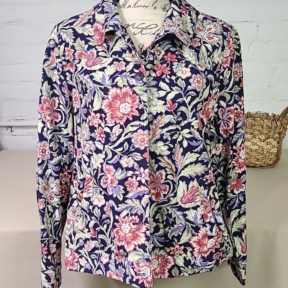 TOG SHOP 100% Cotton Jacket Size Large Petite Floral